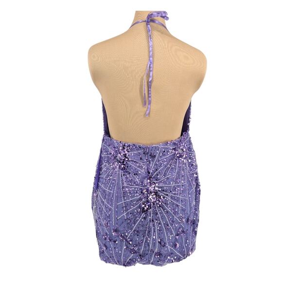 Portia & Scarlett PS23136 Purple Sequin Mini Dress Size 10 Prom Homecoming NWT - Picture 5 of 7